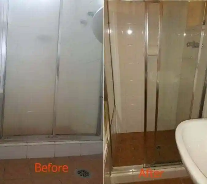 Shower glass before after